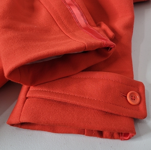 J Crew Red Poly / Wool Blend Button Front Cropped Blazer w/ Arm Stripe - Sz L/12 - Picture 7 of 16